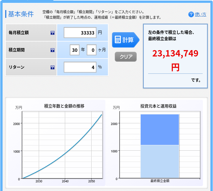 もものすけが30年積立投資をして4%で運用